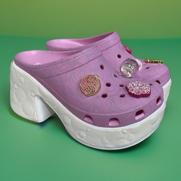 Wicked Glinda Siren Clog Crocs with Jibbitz Women Size 8 Men Size 6 Pink Witch - Picture 2 of 11